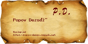 Popov Dezső névjegykártya